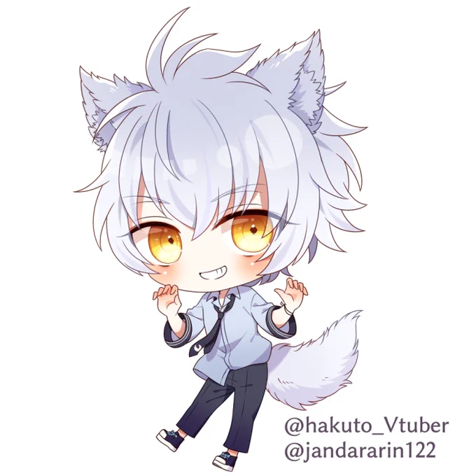 Vライバー 箔斗 様()のちびキャライラストを描かせていただきました! 白髪もふもふは良いですね… よろしくお願いいたします!