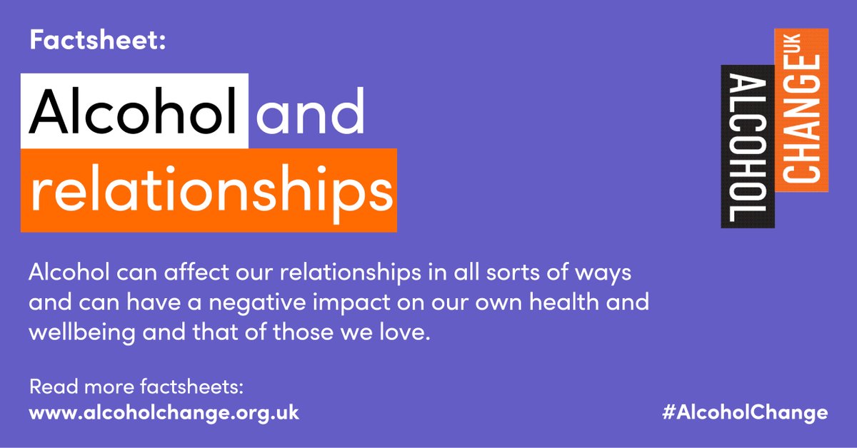 Alcohol can affect our relationships in all sorts of ways and can have a negative impact on our own health and wellbeing and that of those we love. How does drinking affect our relationships? Find out more about alcohol and relationships here: alcoholchange.org.uk/alcohol-facts/…
