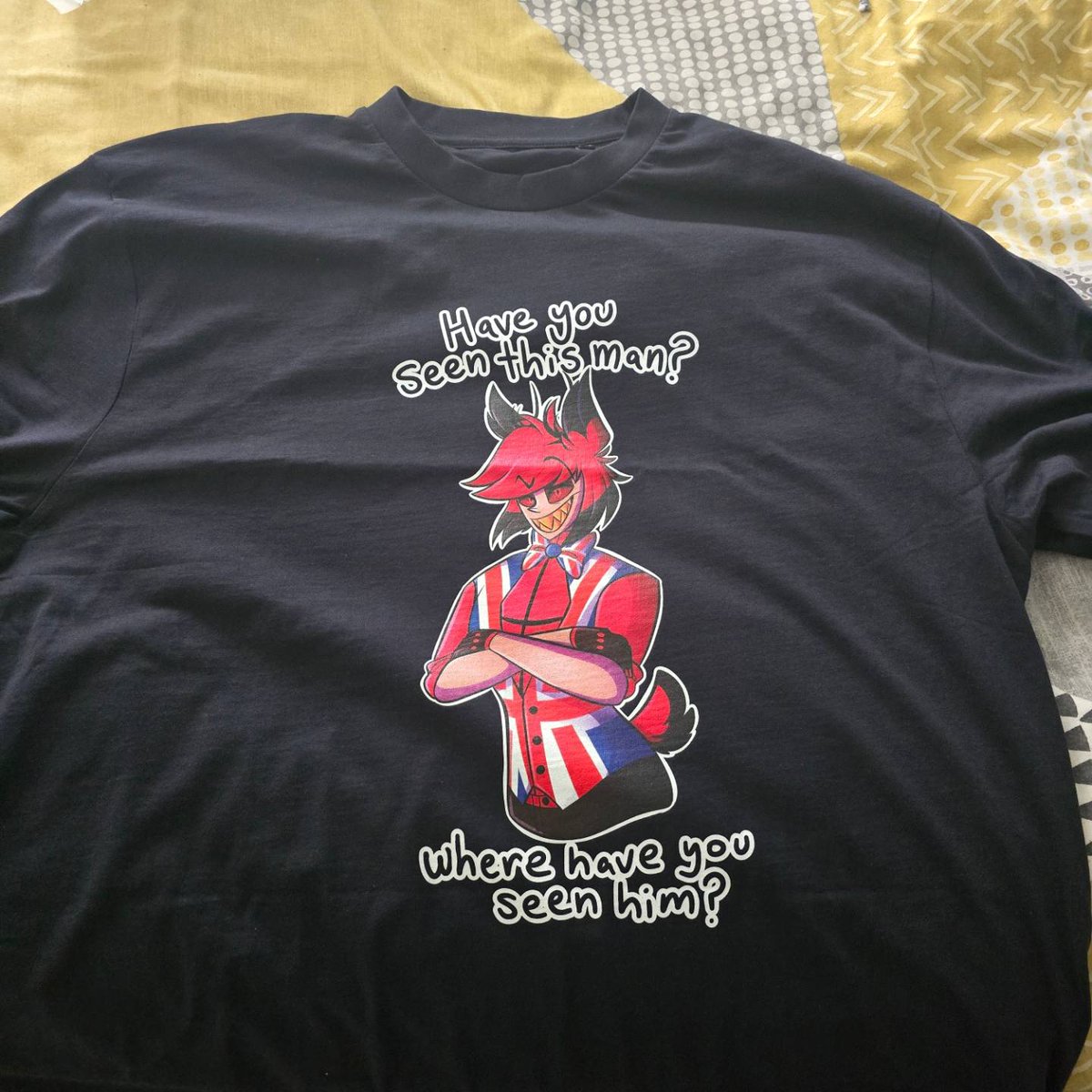 AlastorBritish's tweet photo. I'm gonna be attending the anime con in Birmingham on the 15th of June and I'll be wearing this awesome t-shirt (that was drawn by Bigbadmonstah) as part of a little experiment to see how many people from the hazbin community will be in attendance https://t.co/dkuggwu1tm