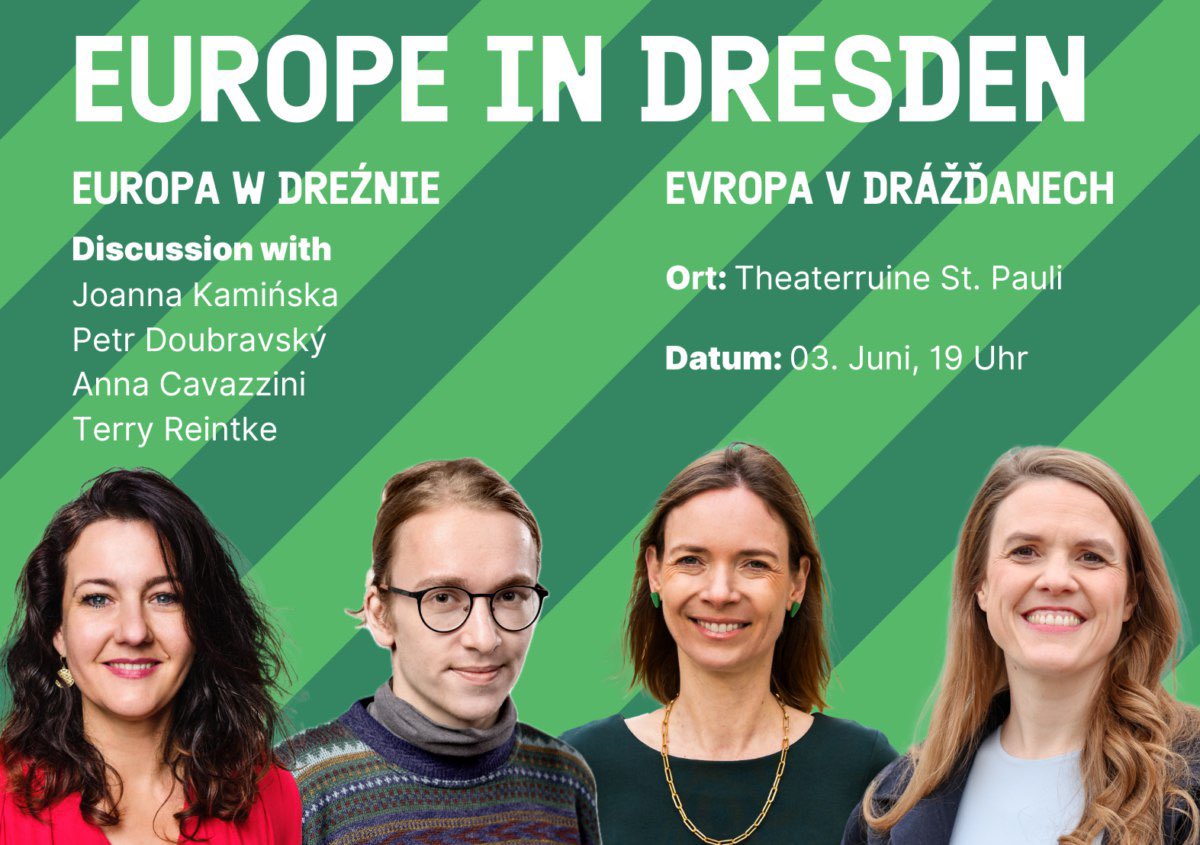 Gemeinsam für ein GRÜNES Europa! 🇪🇺

Seid vor Ort dabei! Stellt eure Fragen, wenn es um die großen Herausforderungen Europas geht und diskutiert mit! 

Wir freuen uns auf euch! 💚

#BÜNDNISGRÜNE #DieGrünen #Dresden #Europawahl #Europa #Wahlen #aufgrünkommtsan #greens #Demokratie