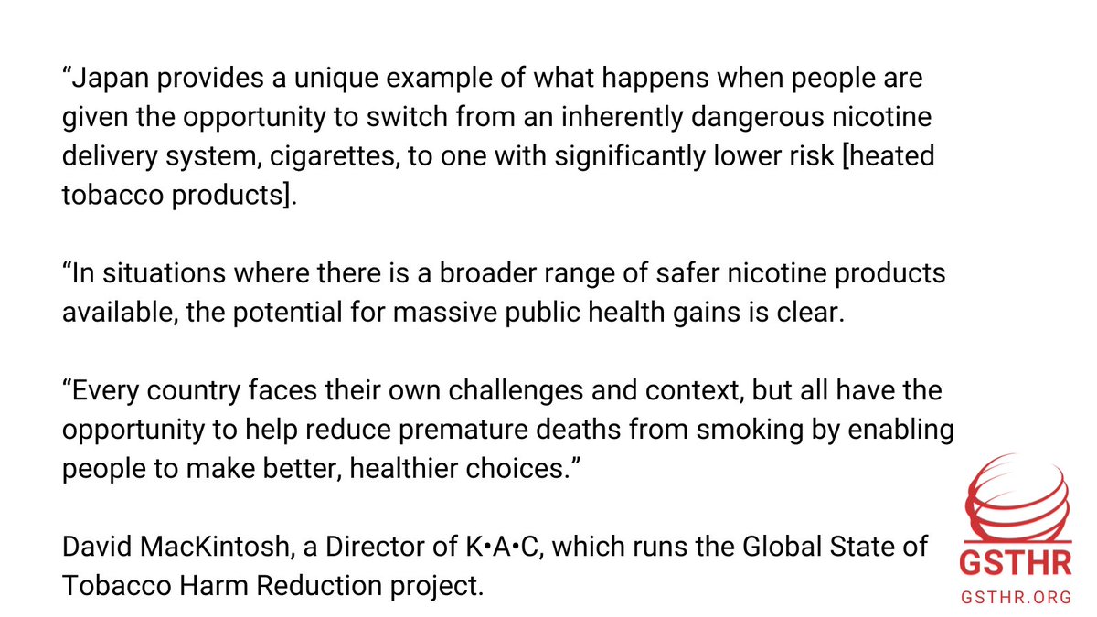 The latest @Filtermag_org story from THRSP Scholar, @KiranSidhu41, explores our Briefing Paper on the #THR success story of #heatedtobacco products in #Japan, with quotes from David Sweanor, @swimdaily & KAC's David MacKintosh (below). Full story here: filtermag.org/japan-tobacco-…