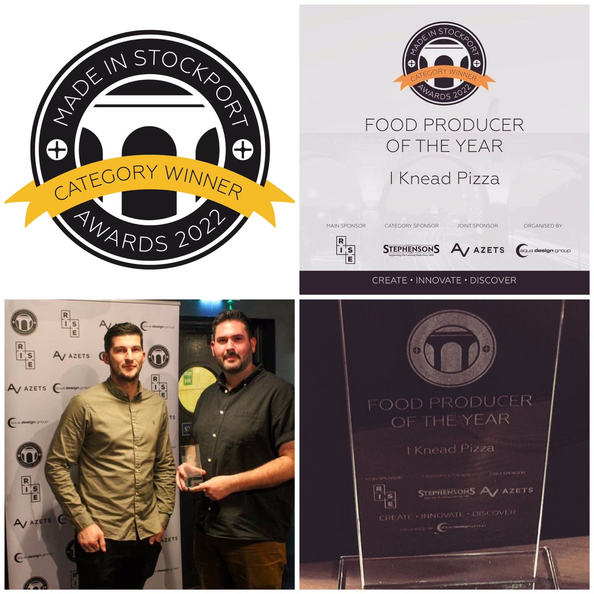 #ThrowbackThursday to when @i_knead_pizza won Food Producer of the Year at #MadeInStockport Awards 2022 #MISA22 😊 #BusinessAwards #Stockport