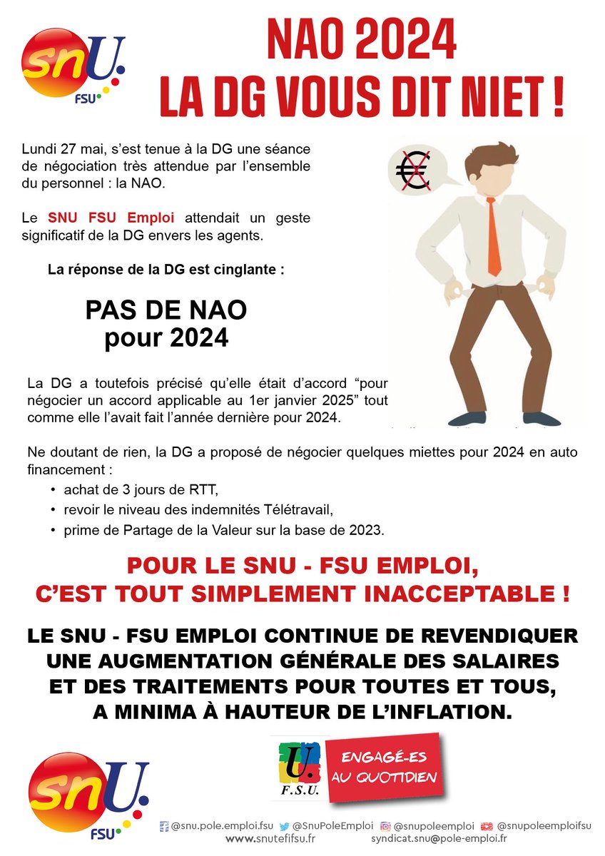 NAO 2024 à France travail : la direction dit niet ! #nao #francetravail #salaires #servicepublic @FranceTravail