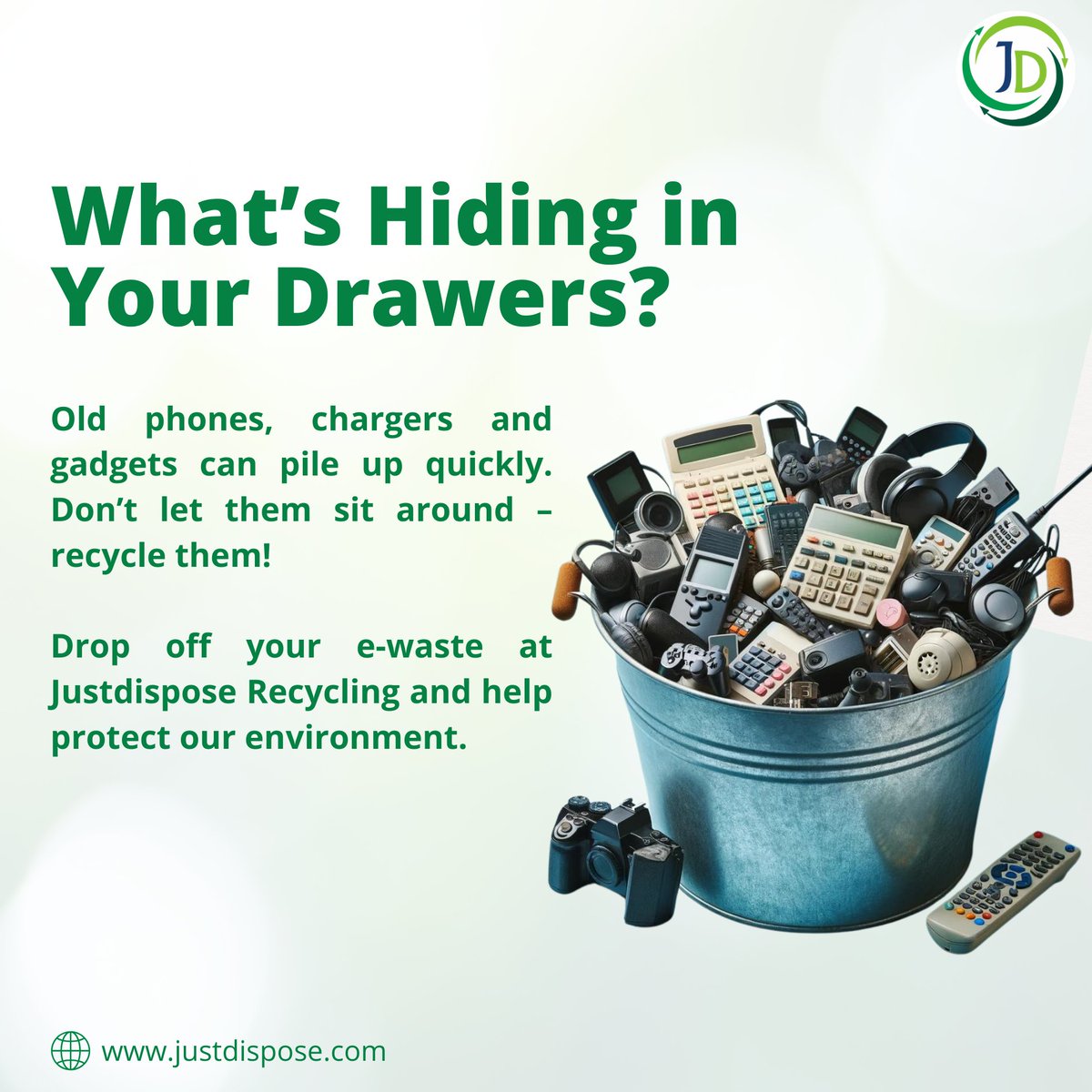 What’s Hiding in Your Drawers? Old gadgets piling up? Recycle them at Justdispose Recycling and help protect our environment!
Visit justdispose.com
.
.
#ewaste #recycling #electronicwaste #smartphones #sustainable #future #ewasterecycling #recycle #ecofriendly #nature