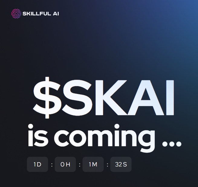 SkillfulAI's tweet photo. The wait is almost over 

Wen TGE?  Only 24 hours more ⌛️

Follow the live countdown here: https://t.co/TosDQfw44C

$SKAI is coming 🥂