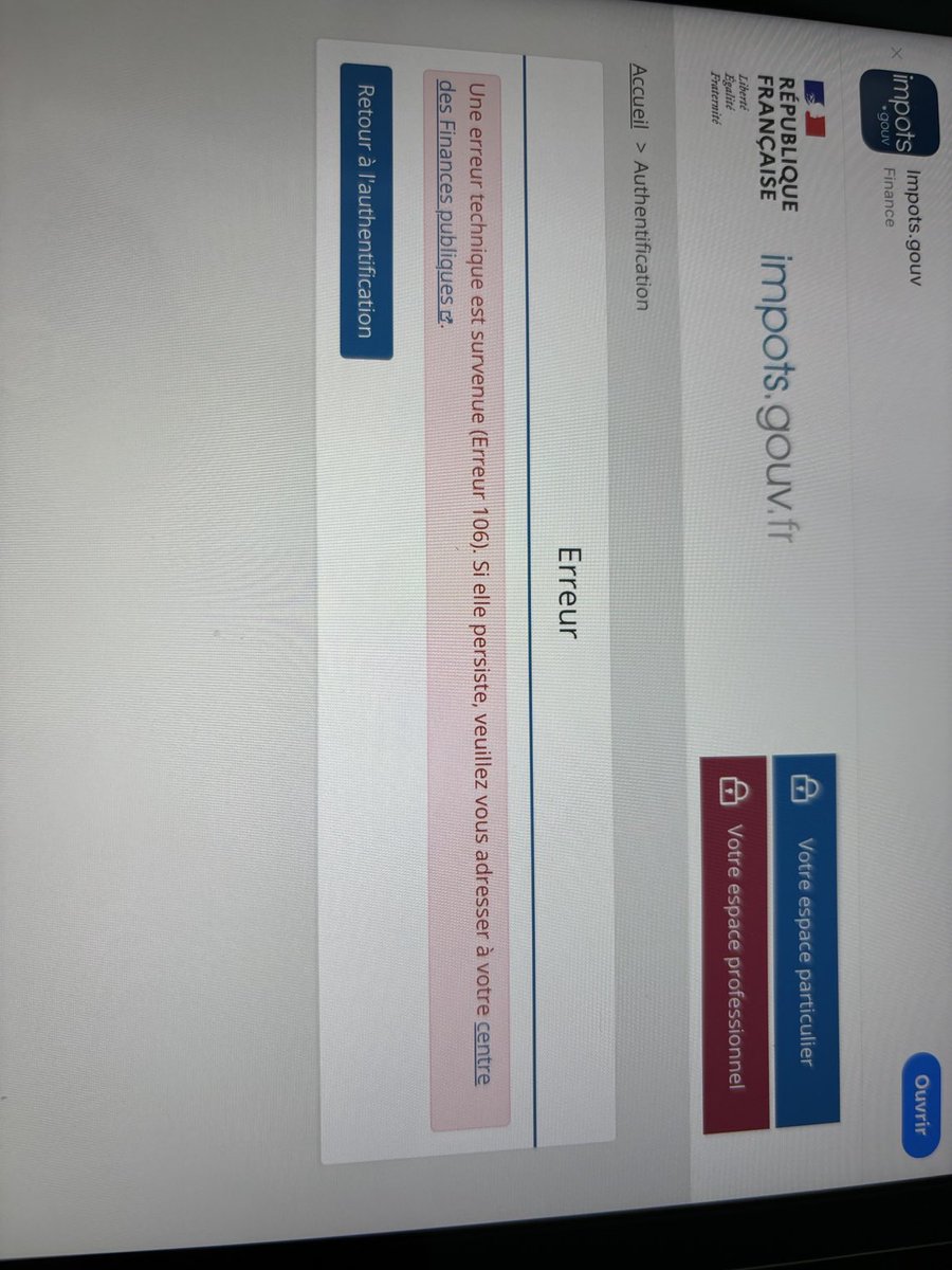Pcreuze's tweet photo. Une nouvelle fois le site des impôts indisponible !!! https://t.co/gKqnC5zJwk