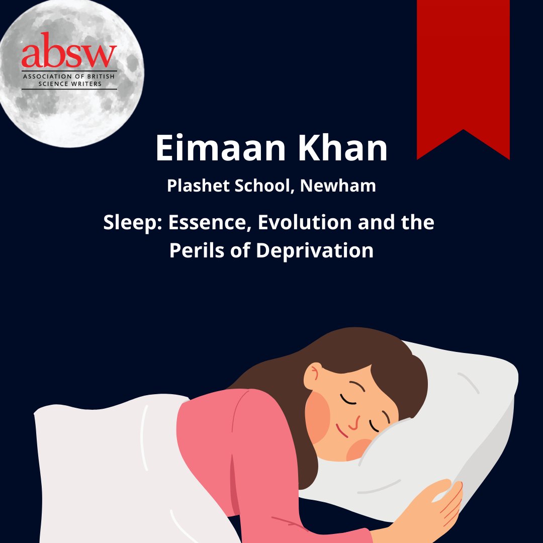 Congratulations to the first of our highly commended entrants Eimaan Khan of Plashet School, Newham with their entry 'Sleep: Essence, Evolution and the Perils of Deprivation. More information about our winners can be found here: zurl.co/rsQh @Ri_Science @BBC #YSWA24