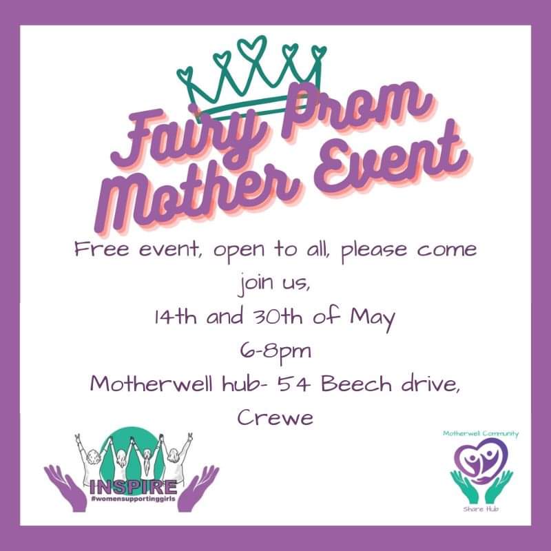 Join us this evening 6-8 for our last #FairyPromMother event!

We have dresses, suits, and accessories to help young people feel confident for their prom!

<a href="/RuskinHigh/">Ruskin High School</a> <a href="/Shavington_Ac/">Shavington Academy</a> <a href="/The_OaksAcademy/">TheOaksAcademyCrewe</a> <a href="/CreweUTC/">Crewe UTC</a> <a href="/SWS_School/">Sir William Stanier</a> <a href="/STMCrewe/">St Thomas More Crewe</a> <a href="/Malbank_Head/">John Harrison</a> @BrineLeas