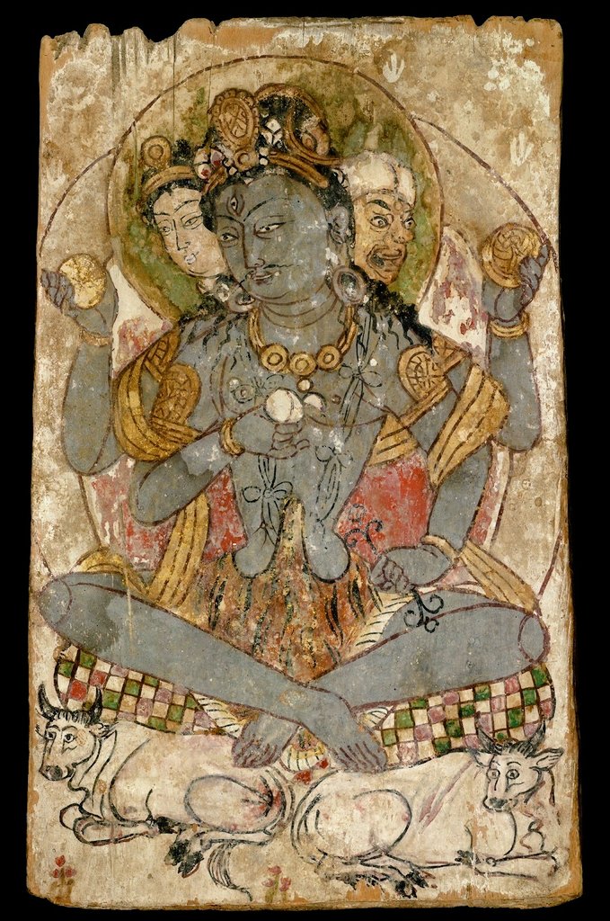 Śiva-Maheśvara, Dandan-Uiliq, Khotan, Xinjiang Painted by Visha Irasanga, Khotanese Saka painter in the court of the T'ang dynasty of China in the mid 7th century C.E. Mind you there is Khotanese Rāmāyaṇa also! #PaxIndica was the biggest Soft Power Export in the history of..