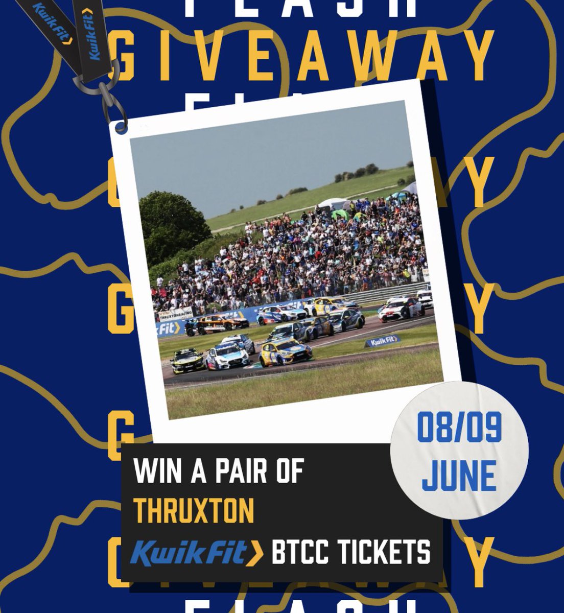 BTCC's tweet photo. ⭐️ FLASH TICKET COMPETITION ⭐️
 
Who fancies a weekend out at Thruxton (8/9 June)? Like, comment and tag who you’d bring to Rounds 10,11&amp;12 of the BTCC for a chance to win a pair of tickets. Competition closes 4pm on Thursday 30th May 2024. 
 
Good luck! 🤩 https://t.co/7DgucfxqQ0