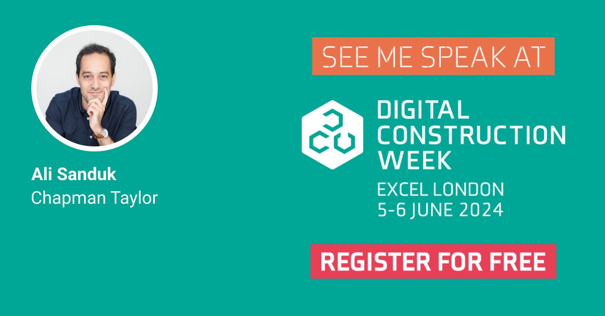 Chapman_Taylor's tweet image. Ali Sanduk to speak at UK Digital Construction Week on the 6th of June on Net-Zero Targets
chapmantaylor.com/news/ali-sandu… 
  
#NetZero #Sustainability #ResponsibleDesign #EmbodiedCarbon #EmbodiedEnergy #DigitalConstructionWeek #DigitalConstruction #Architecture