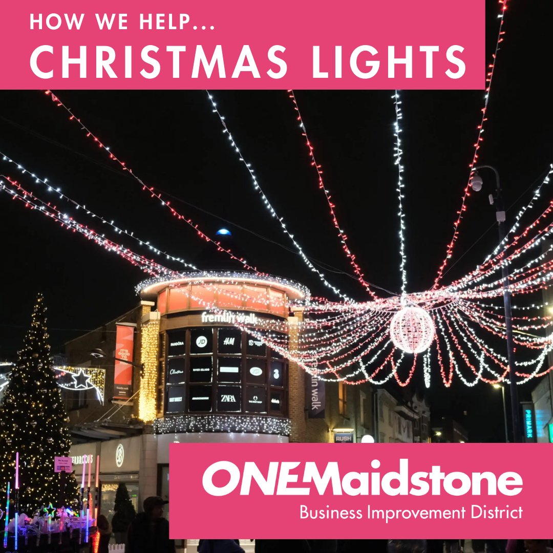 Each year, we are responsible for bringing the Christmas Lights to Maidstone. The lights, the installation and the Light Switch on are all brought to you by One Maidstone BID.

Find out more at onemaidstone.com
