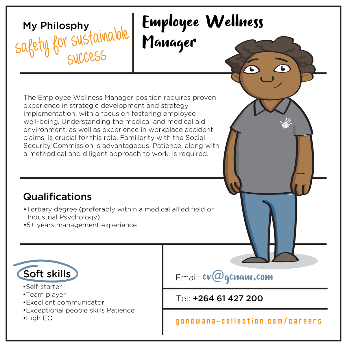 GondwanaLodges's tweet photo. A career opening as an ✨ Employee Wellness Manager. 
Along with a growing Gondwana, our People’s Team is expanding, bringing forth exciting career opportunities at https://t.co/p0bLgHLI7O  
 
#GondwanaCollectionNamibia #JobsNamibia #JobSearchNamibia https://t.co/aq1bbeqvRf