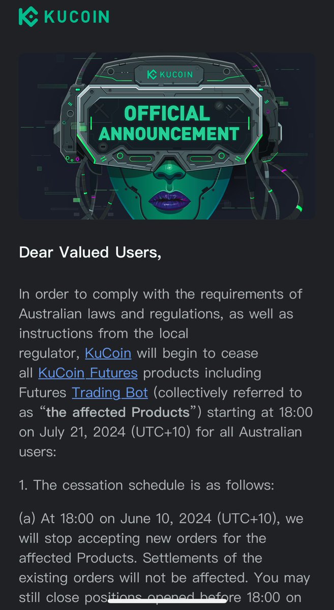 #Kucoin Hit By The Fellow Australian 🇦🇺 Regulators ffs 🤦🏻‍♂️ #crypto being destroyed here 😡