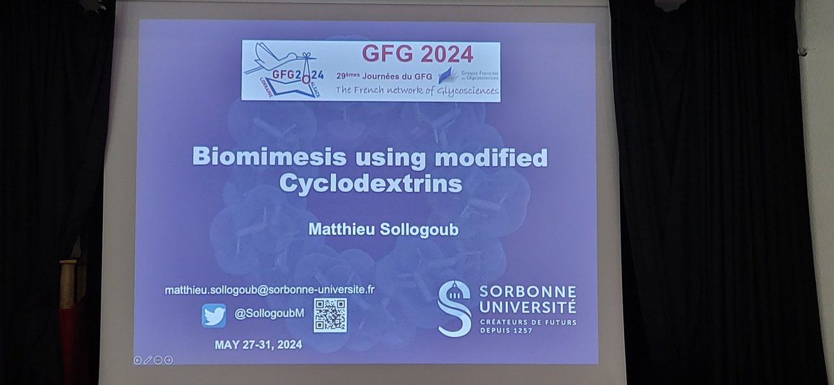 @SollogoubM applying cyclodextrins to living systems with supramolecular objects
#GFG2024Obernai