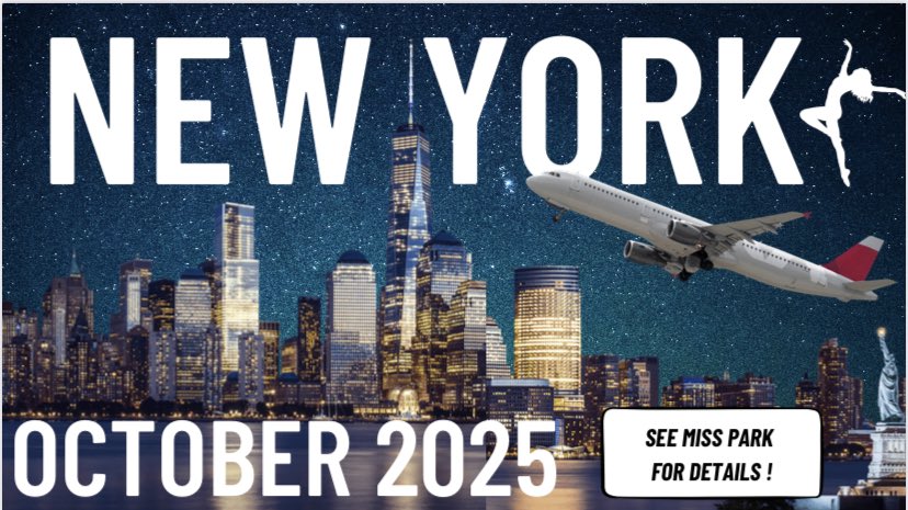 🗽🍎 🩰 NEW YORK 2025  🩰🍎🗽

We are excited to be offering an incredible Dance and Theatre trip to New York in October 2025. This is open to ALL pupils. 

Information letters can now be collect from Powis base if you are interested. Speak to Miss Park for further information.