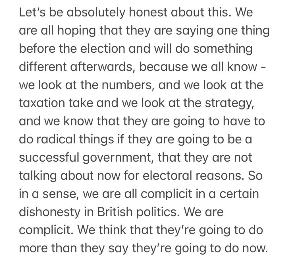 Here’s what Marr said last year, and he’s far from alone in just saying outright the actual plan is very different to what MPs and the press have been telling the public it is. Basically: either big tax hikes or massive cuts are coming and I wouldn’t assume it’s the former.