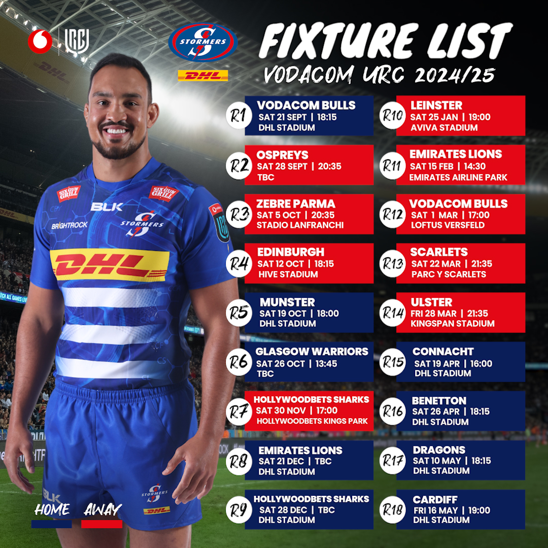 The 2024/25 @Vodacom #URC fixtures have been announced. Here is what you can expect for our campaign. #iamastormer #dhldelivers