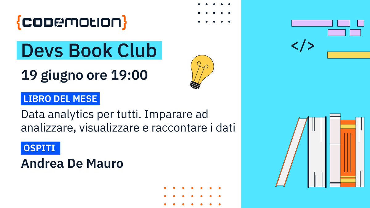 CodemotionIT's tweet photo. ⏳ Mancano solo due settimane prima del nostro prossimo meetup con @about_big_data, @ArnyMore e @andreamaietta!

E tu ci sarai?
🎫 https://t.co/P2Tt8p9OHU

Ti aspettiamo il 19 giugno alle 19:00

#CodemotionMeetup #CodemotionTV https://t.co/PLQF48JX2q