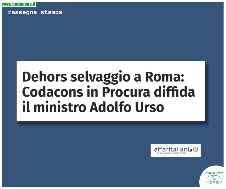 'Contro l’invasione di tavolini, sedie e pedane nelle strade e nelle piazze di #Roma, il Codacons ha presentato un esposto alla Procura della Repubblica'. 🗞️ @Affaritaliani 🔗 bit.ly/3x3R8mr