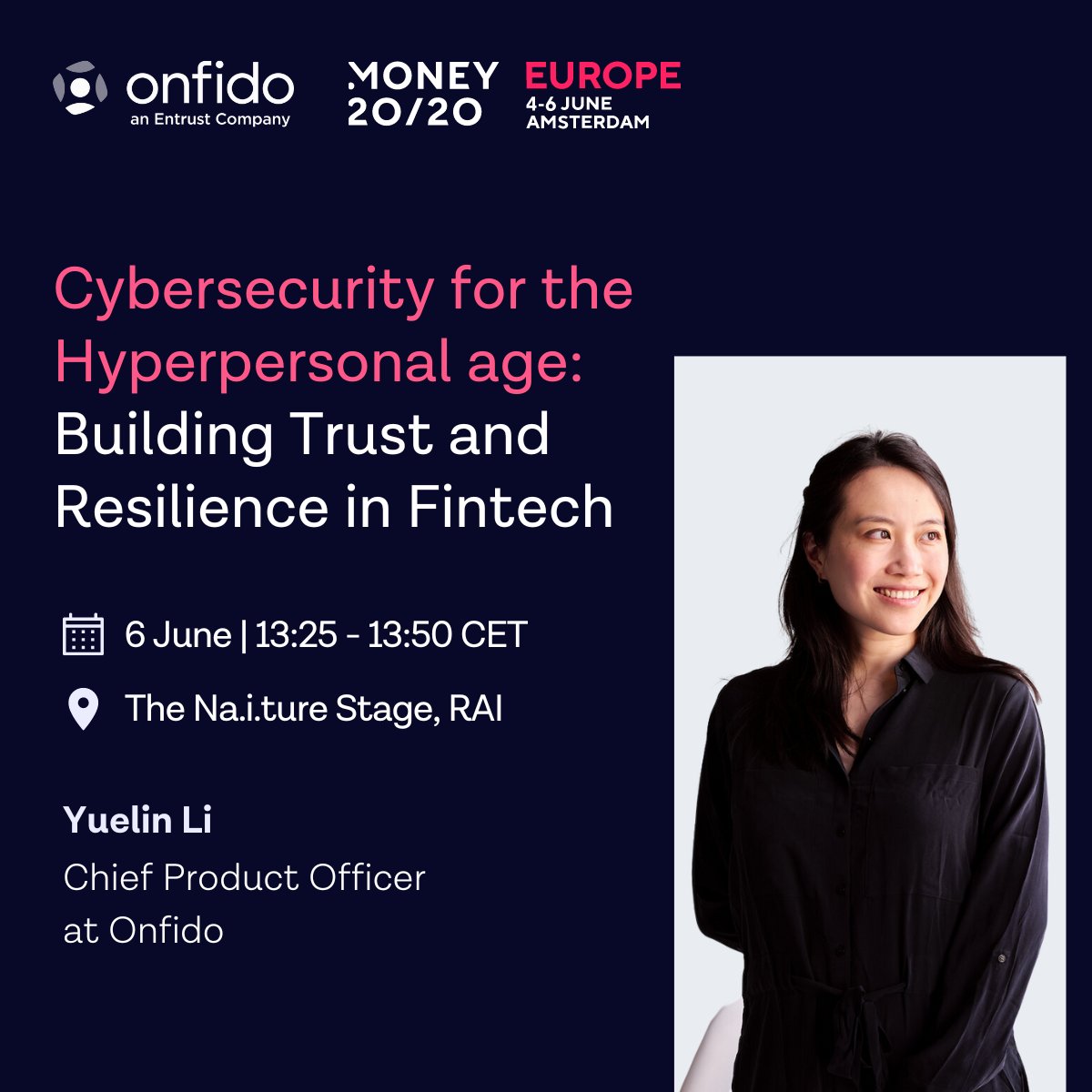 Next week at @money2020 Europe, catch the panel session on building trust and resilience in fintech. Explore how cloud technology and digital defences are transforming fintech security. Meet the Onfido team at booth 7C74. #Money2020 #Money2020Europe #Fintech