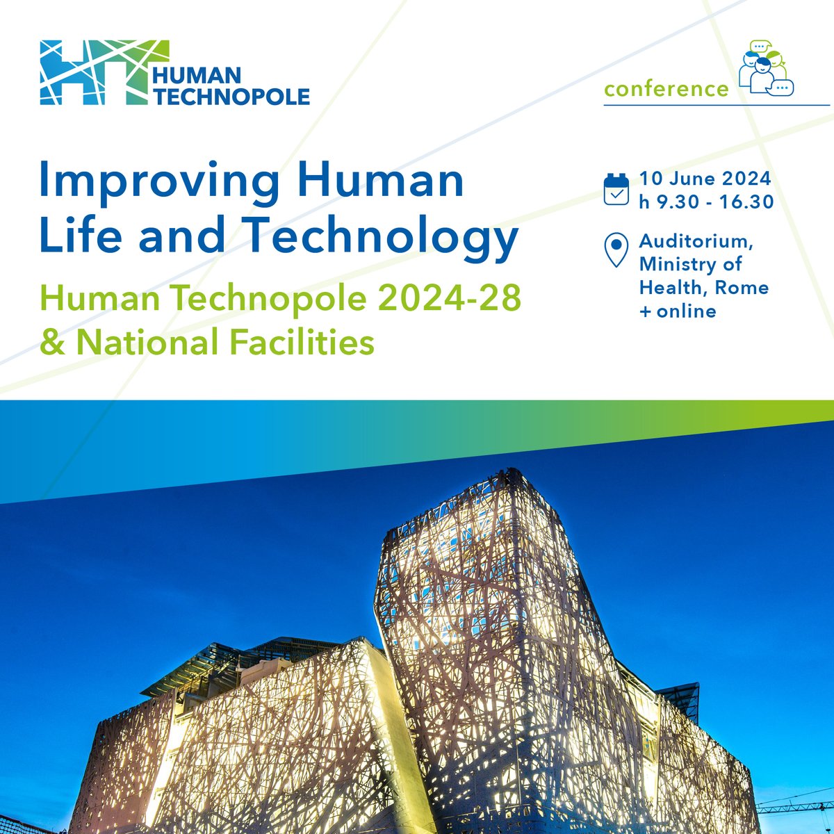📍 HT's National Facilities are about to open to the scientific community! To present them and our 2024-2028 Strategic Plan, we are pleased to announce the event 'Improving Human Life and Technology' on 10 June in Rome and online. Register by 3 June 👉humantechnopole.it/en/trainings/i…