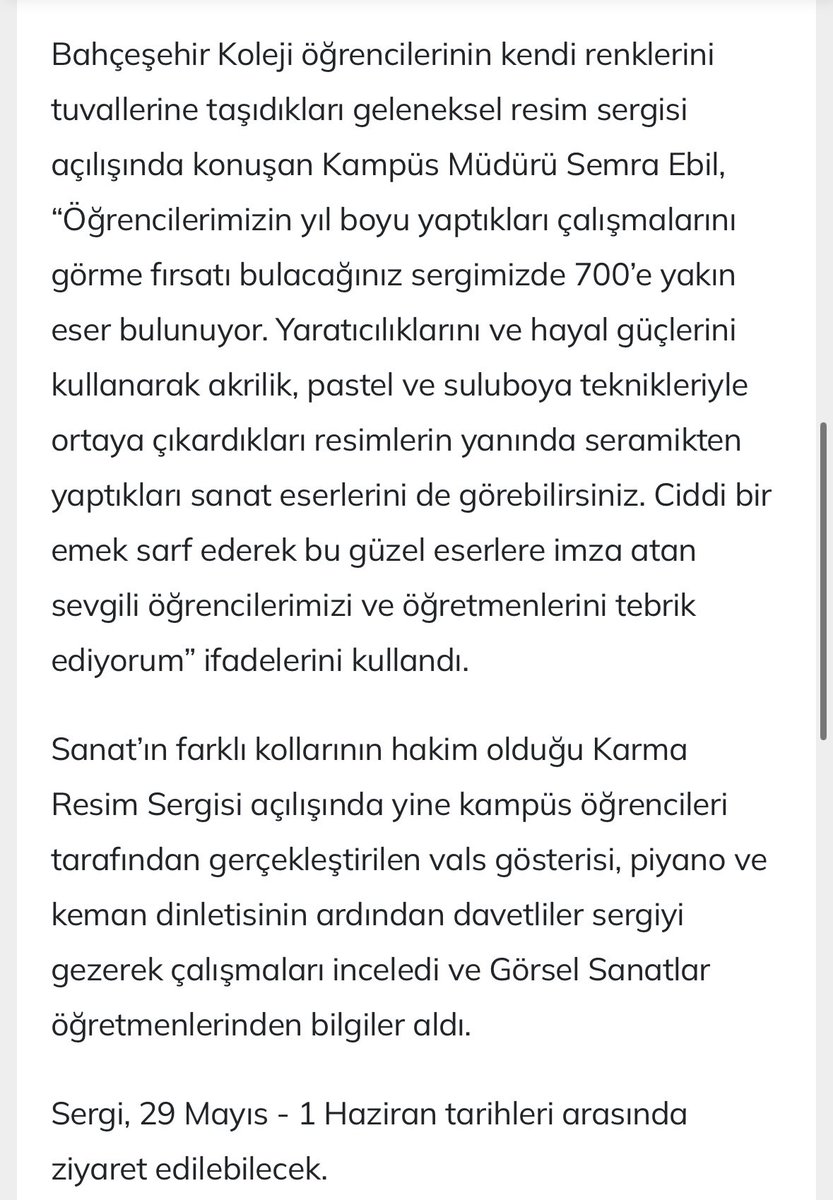 BahcesehirOrdu's tweet photo. Dün açılışını gerçekleştirdiğimiz karma resim sergimiz basında da yer buldu ❤️💙 https://t.co/LicsT9RwNX