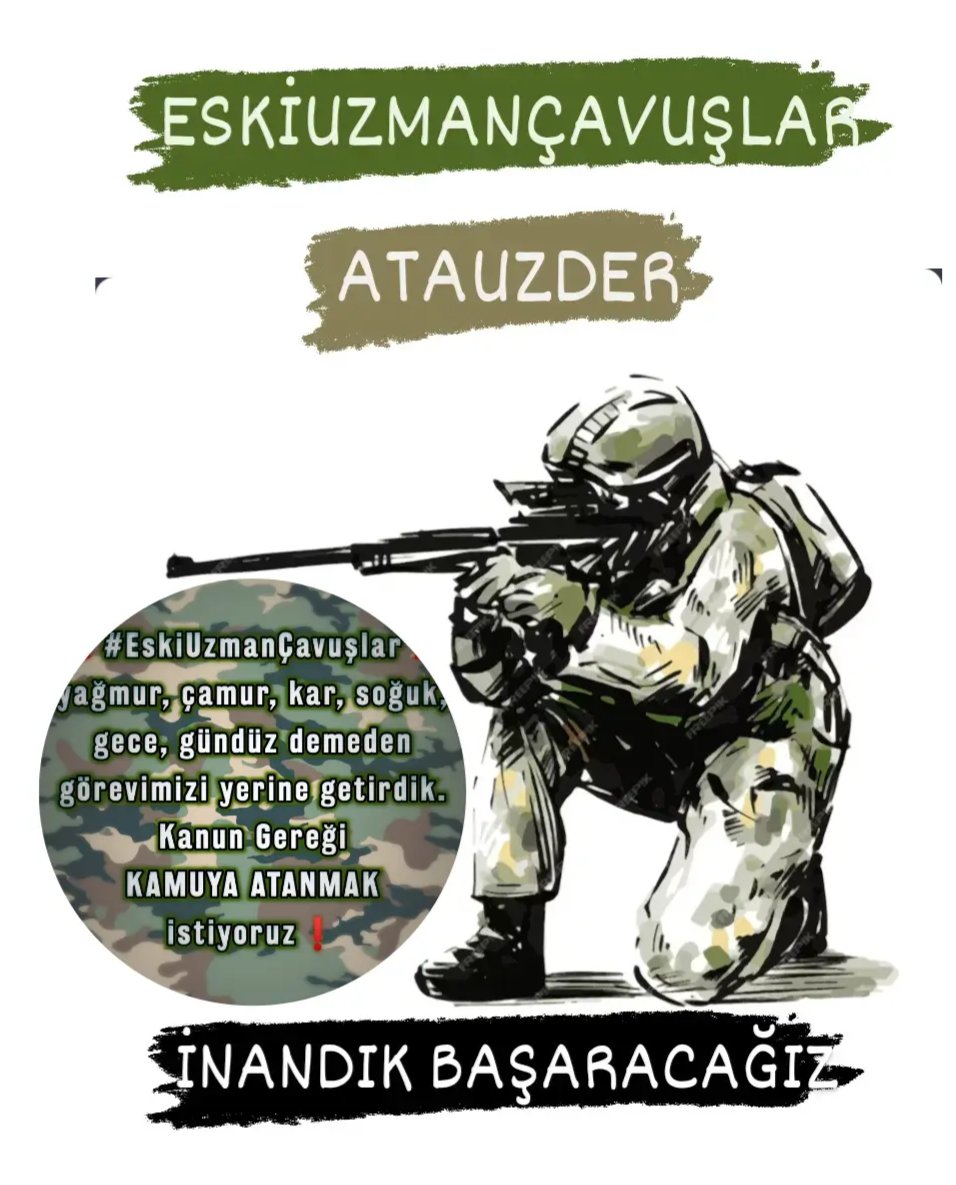 AYSEERTAN27's tweet photo. @hakandundar547 #KanunVarAtamaYok
Atama hakkımız Eski Uzman Çavuşlar’ı #kaderine terk edemezsiniz‼️
@RTErdogan
@eczozgurozel
@dbdevletbahceli
@ErbakanFatih
@AliYerlikaya
@gundes_46
#FileninSultanları #Azra Kohen #Ruanda #Perşembe #Fatih Sultan Mehmet han #Türkçe
Hakan bey çok teşekkür ederiz👏👏 https://t.co/0LXzXSm9Oh
