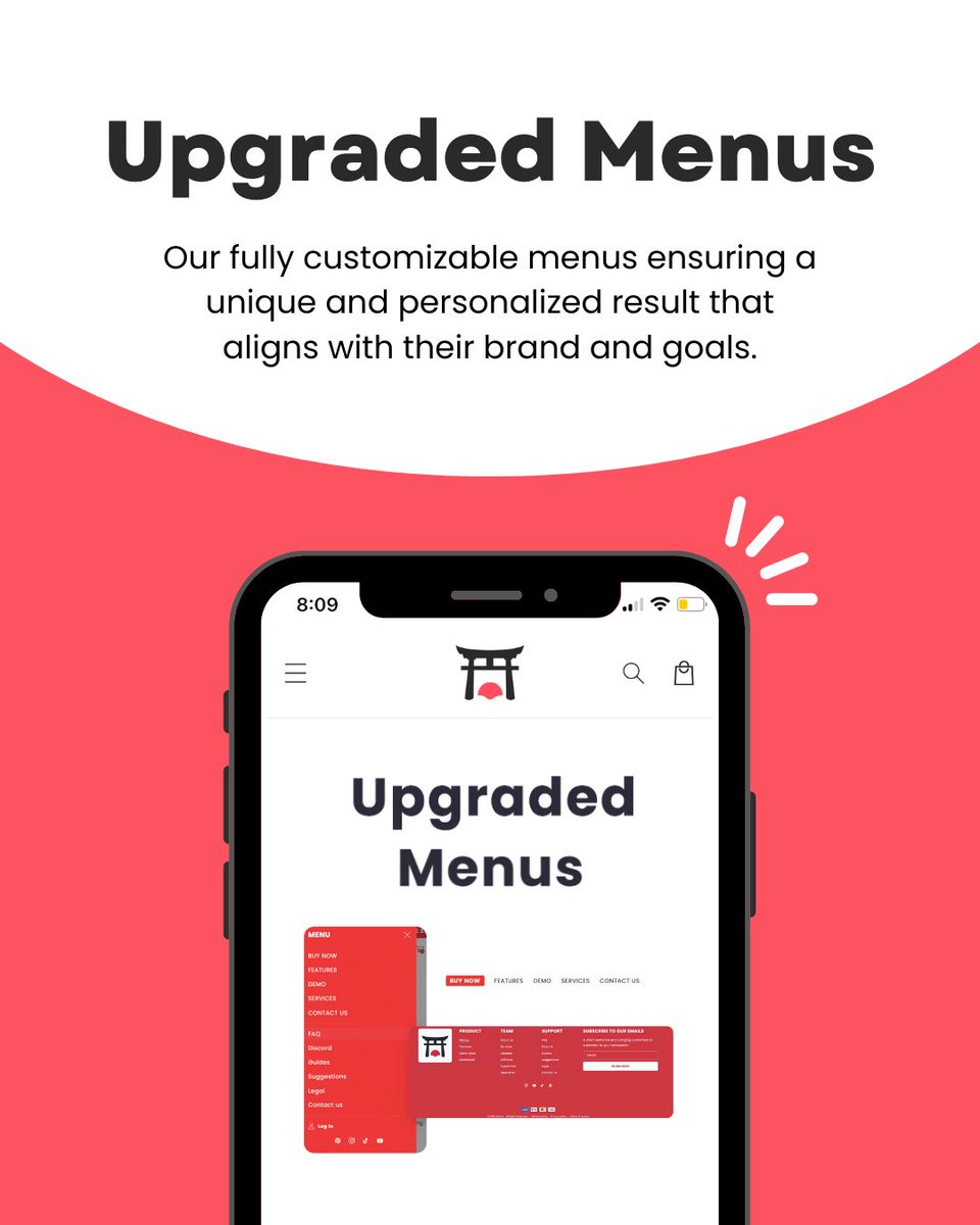 Our theme provides up to 70+ features such as the upgraded menus, designed to take your store to the next level⛩️