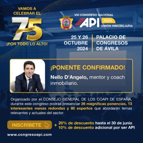 COAPIMURCIA's tweet photo. 📢📢Nuevo ponente confirmado para la celebración del 75 Aniversario en nuestro congreso de Ávila el 25 y 26 de octubre : Nello D´Angelo mentor y coach inmobiliario. !Te esperamos! https://t.co/f9jWgVUt75