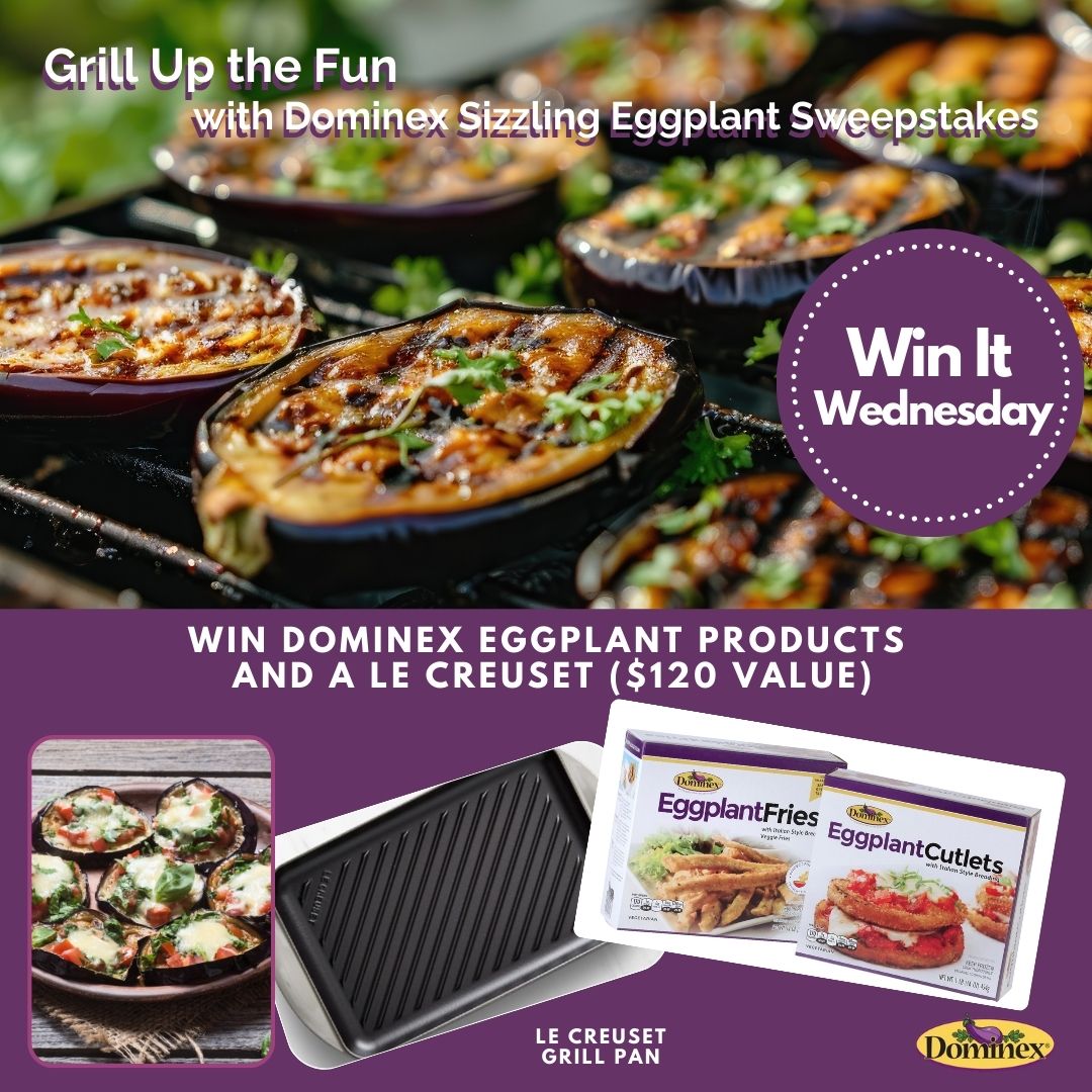 enter to #win It's #WinItWednesday! Fire up your grill pan & let the 🍆 eggplant extravaganza begin! #Dominex Eggplant Cutlets & a LeCreuset Grill Pan. woobox.com/kqbyai/qqc342 1x 06/13 #sweepstakes