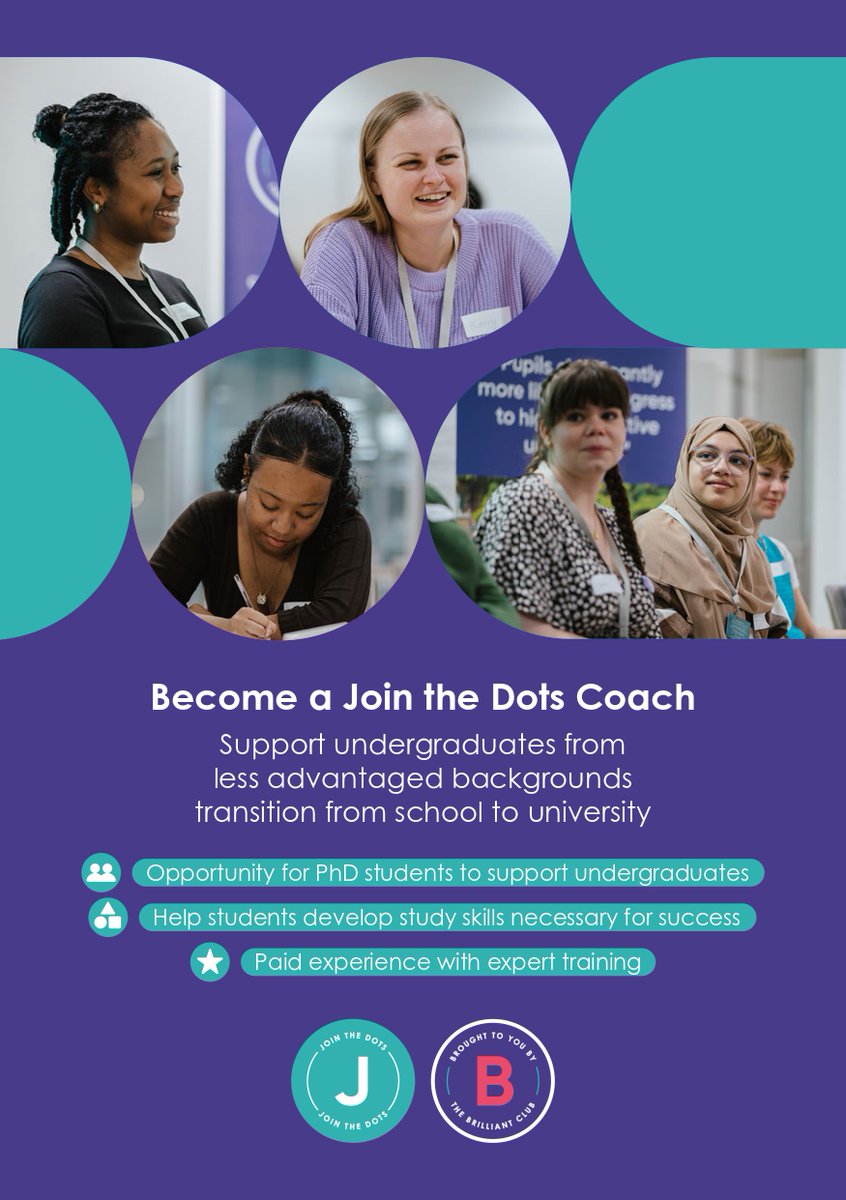 Support undergraduates from less advantaged backgrounds at your university while you complete your PhD on our transition programme Join the Dots! Apply here ➡️ bit.ly/3wlL74m #academicchatter #phdchat #academictwitter
