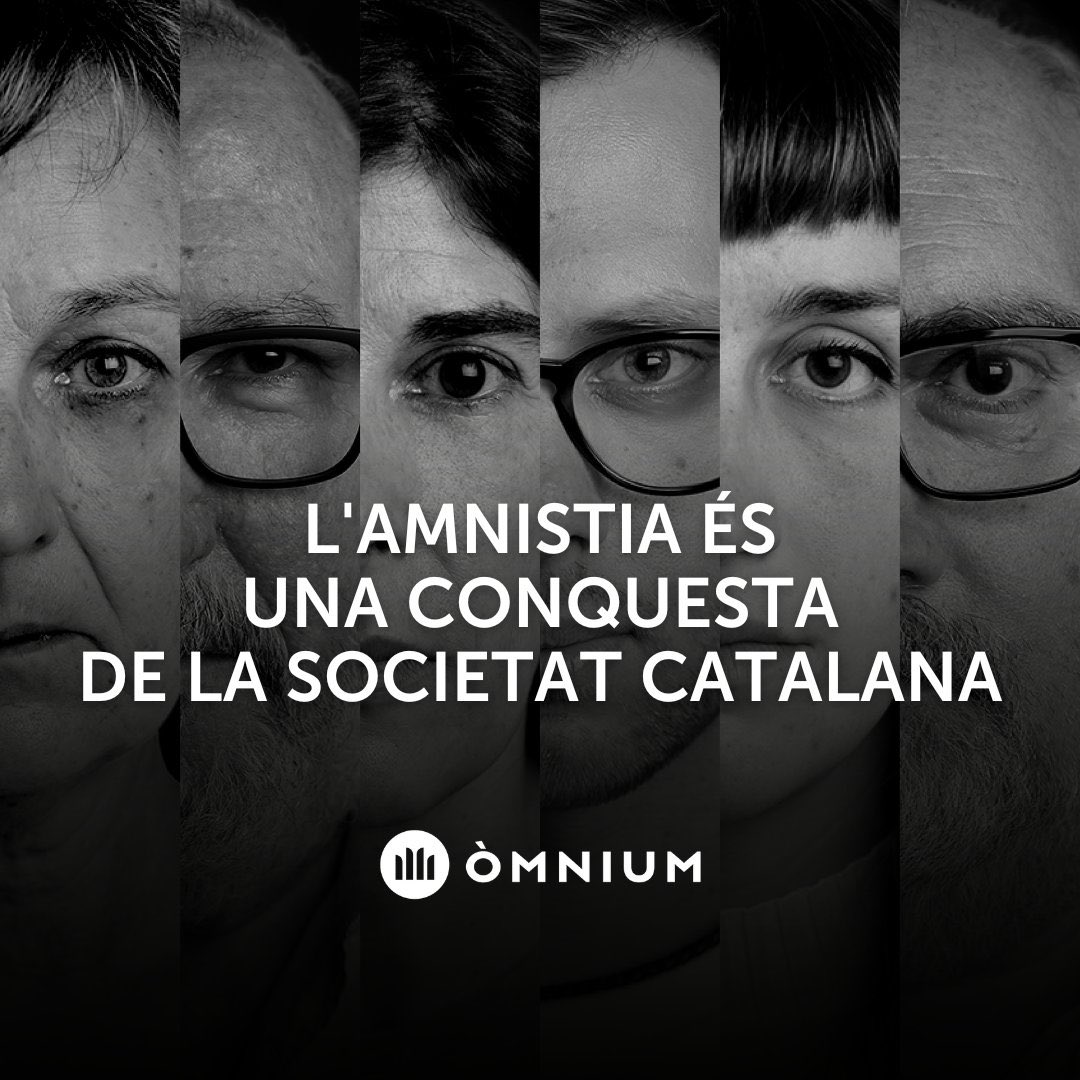 Avui, amb l'amnistia aprovada, assolim una conquesta de la societat catalana, arrencada amb perseverança a l'Estat. Perquè aquesta conquesta sigui efectiva, exigim la seva aplicació immediata i l'arxivament de totes les causes. I recordem-ho: els drets es guanyen exercint-los!