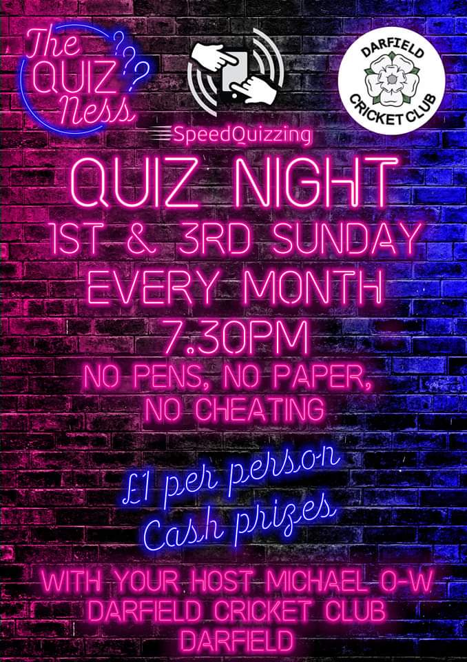 Never been to a Speed Quiz before? Sunday is the perfect time to try, no work Monday.

Play your cards right takes place on the night, the jackpot currently stands at  £182, there will also be a couple of games of bingo for good measure

#UptheDCC