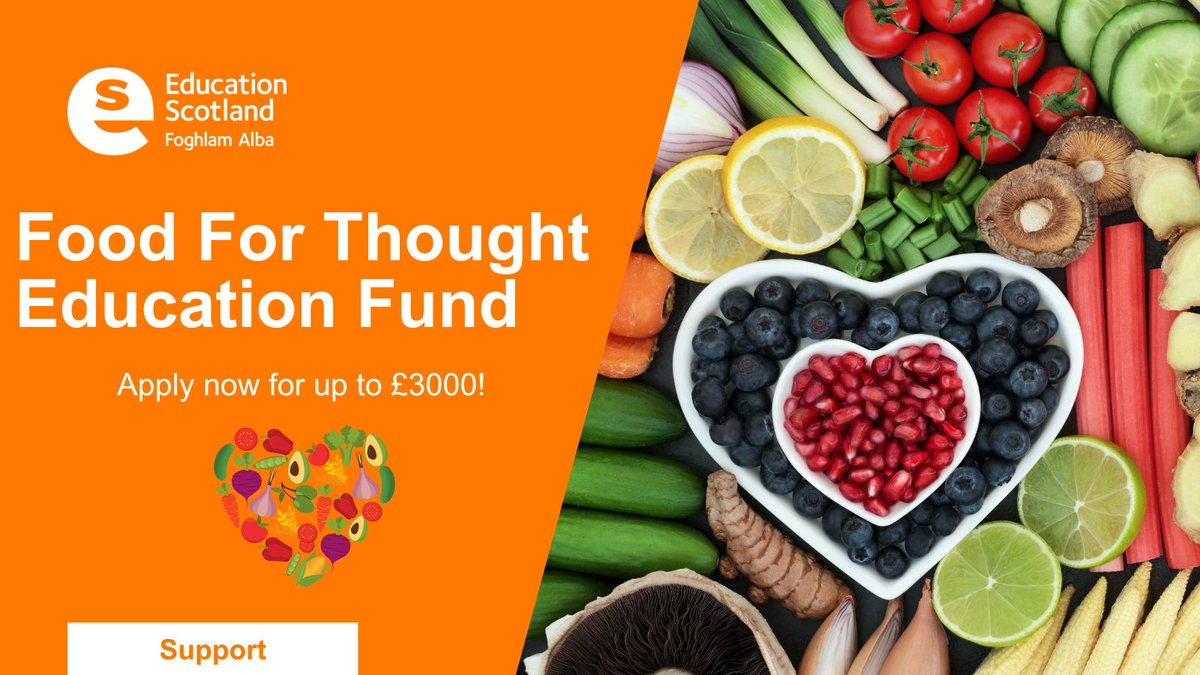 The Food For Thought Education Fund is now open! Find out how your establishment could get up to £3000 to develop food and health education – ow.ly/OCan50S09wq. Applications will close at 12 noon on Thursday 27 June 2024. #Food4ThoughtFund