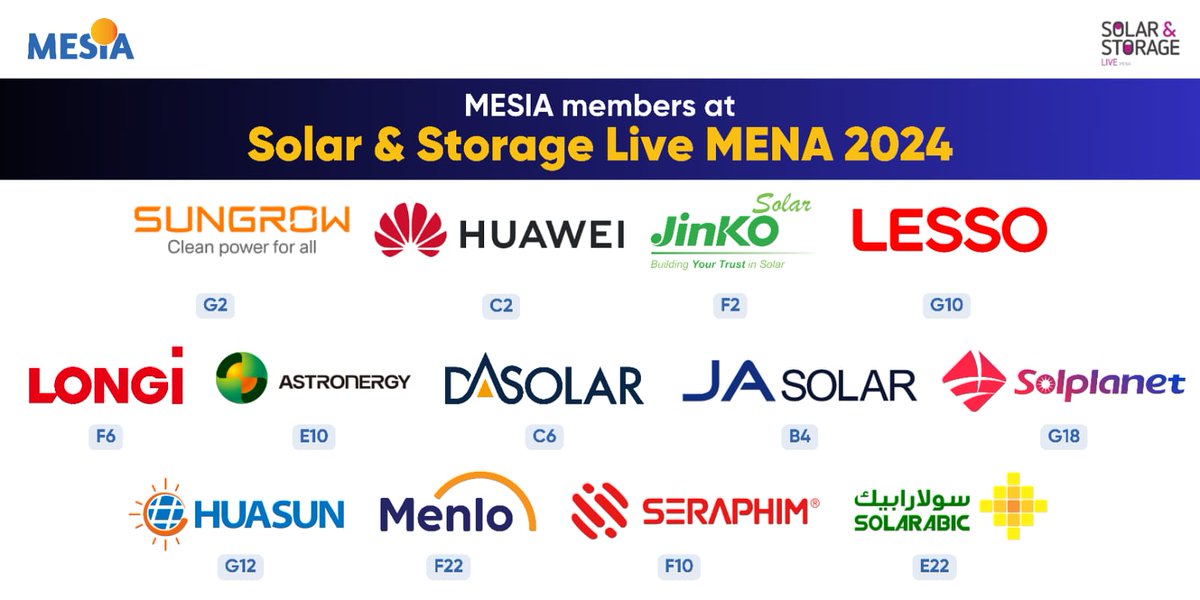 Join us on the last day of Solar & Storage Live MENA at Booth E29! 📅 When: Wednesday 29 – Thursday 30 May 2024 📍 Where: Egypt International Exhibition Center, New Cairo Register now for free: ow.ly/7moK50S1FRH #solarandstoragelive #MENA #solar #renewable #energy