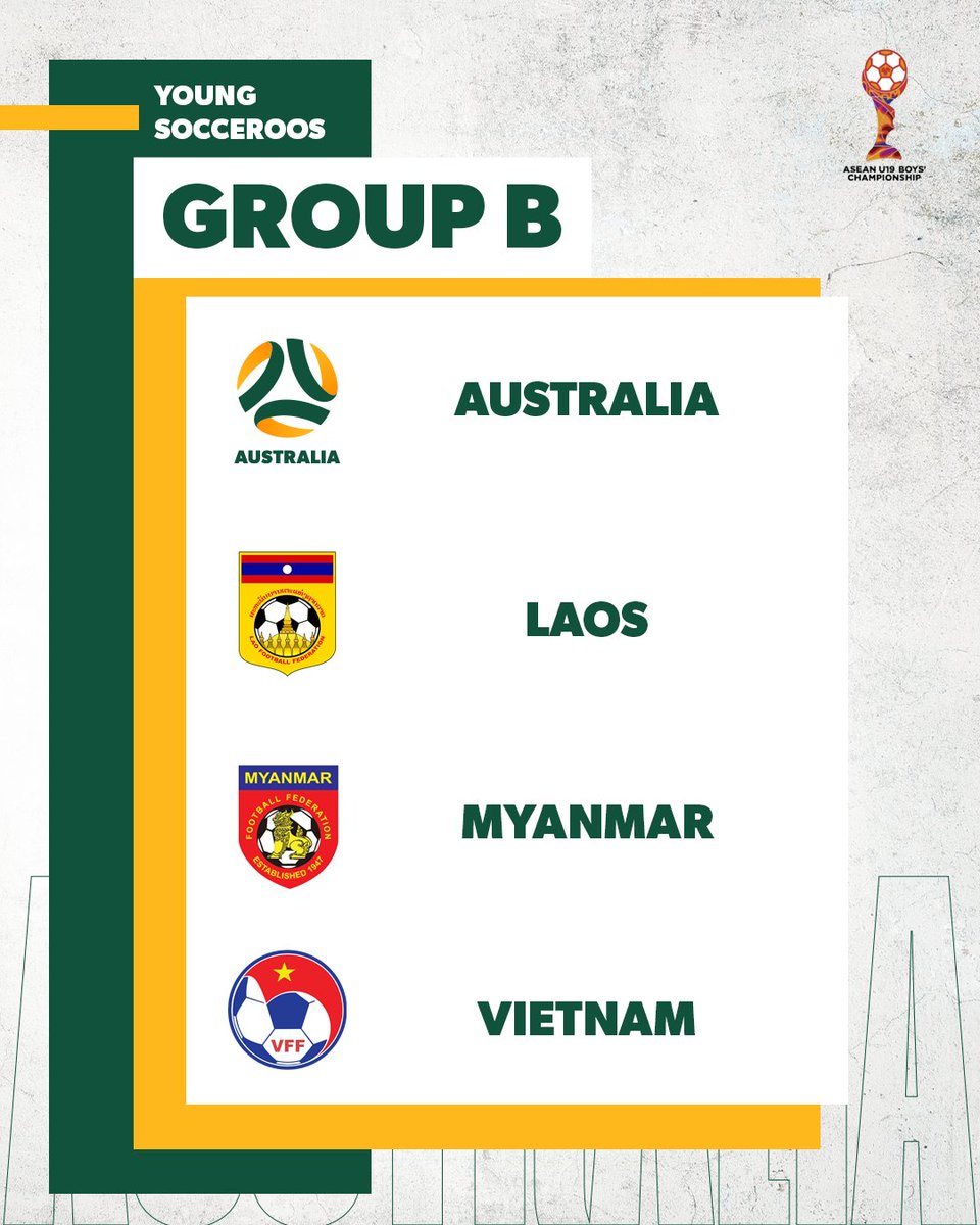 The Joeys and Young Socceroos now know their group opponents for this years' ASEAN Boys Championships 🙌

The two tournaments commence in Indonesia during June & July with match details to be confirmed  👀

#GoAustralia