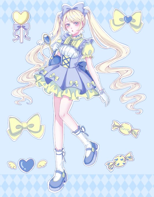 「blue bow very long hair」 illustration images(Latest)
