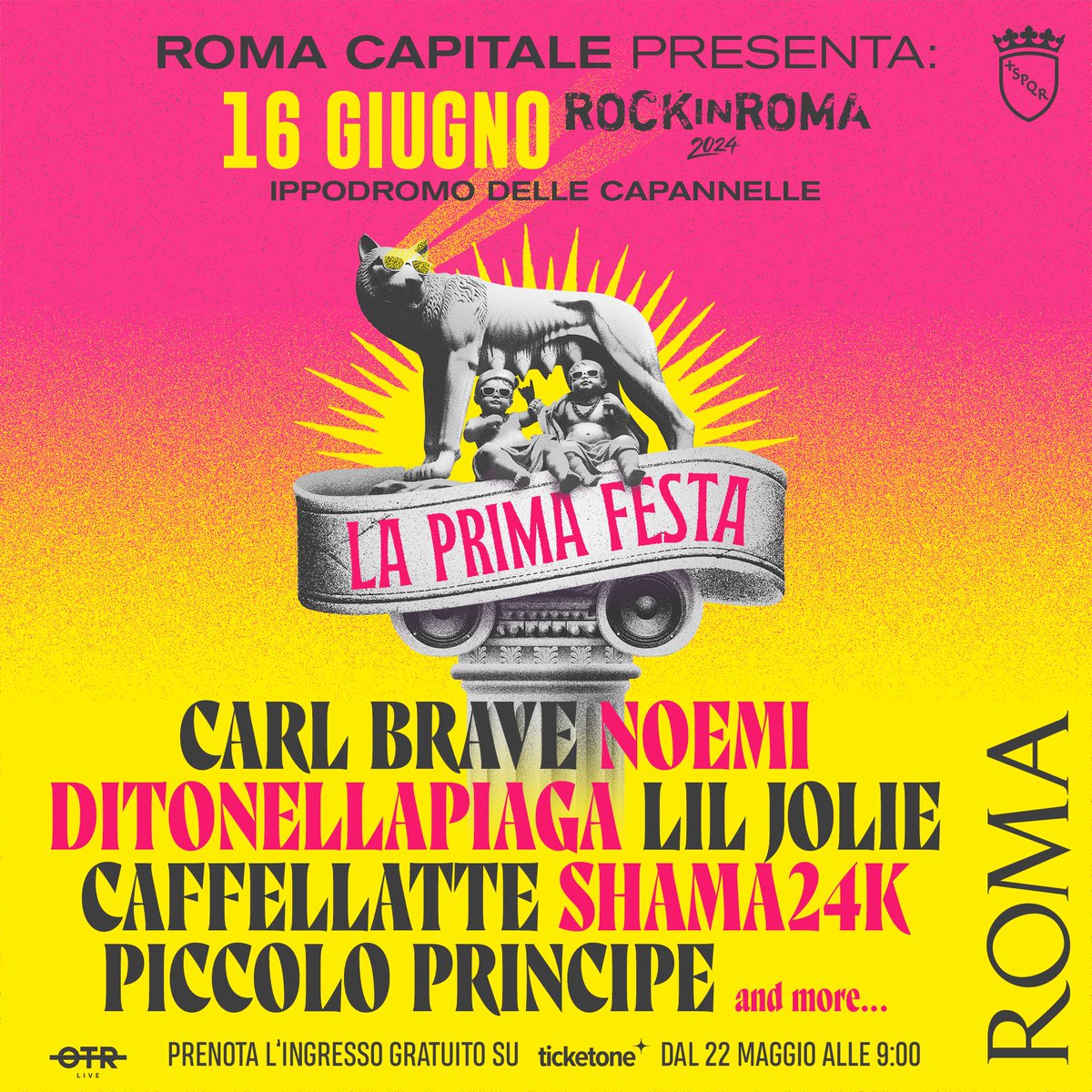 🎤♫⋆🎸 Un grande #concerto #gratuito dedicato ai giovani. Domenica #16giugno all’Ippodromo delle Capannelle c'è “La Prima Festa” di @Rock_in_Roma, con la partecipazione di artiste e artisti tra i più amati dai ragazzi. Prenota l'ingresso gratuito qui 👇 ticketone.it/artist/la-prim…