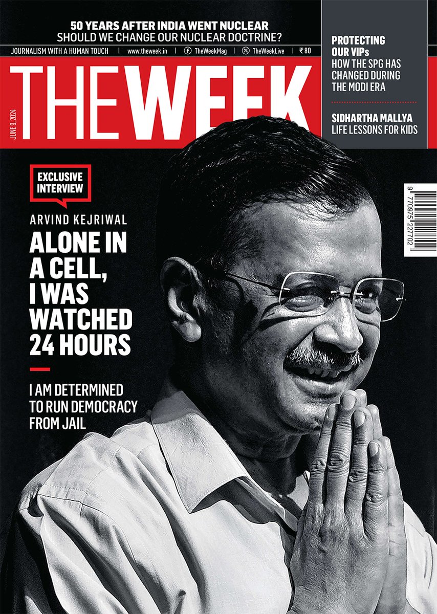 'If they are determined to put democracy in jail then I am determined to run democracy from jail' 🔥💪🏻 CM @ArvindKejriwal on the cover page of @Theweeklive magazine. Do read the exclusive interview:👇🏻