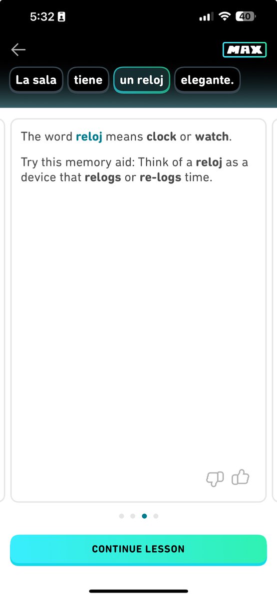 The best feature I love on Duolingo Max is the integration of memory aids. Creating mnemonics with creative imagery that stick can be challenging.