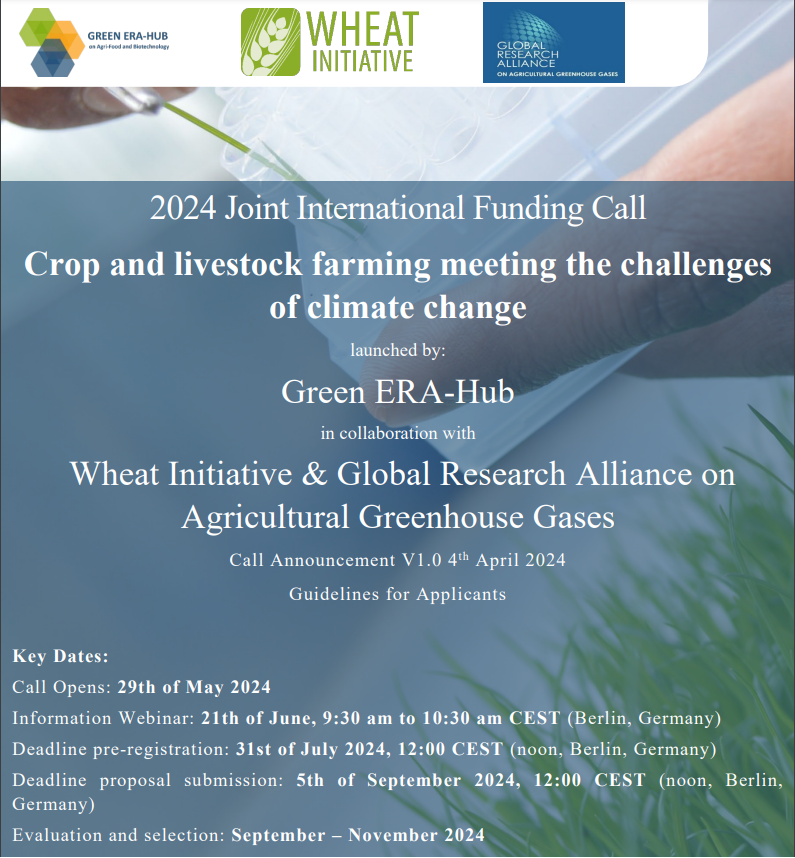 Joint international Funding Call!!!
2nd call open for submission of proposals to address 
“Crop and livestock farming meeting the challenges of climate change”
Deadlines
- pre-registration of proposals: July 31
- full proposal submission: Sept 9
#foodsecurity #climatechange