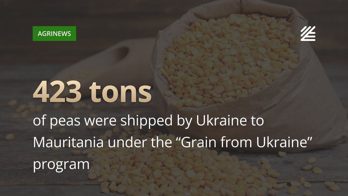 🇲🇻 #Ukraine shipped more than 400 tons of #peas to #Mauritania 

Ukraine and the WFP have sent a shipment of 423 tons of split peas to Mauritania for the first time since the launch of the humanitarian program Grain from Ukraine.

Read more 👉 surl.li/ubexl
