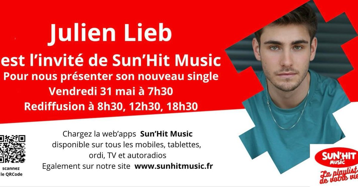 Le_VMasque's tweet photo. On oublie pas ce vendredi que Julien sera en itw en direct sur Sun'hit Music à 7h30 !
#StarAcademy #StarAcademyTour #StarAcademyTour2024 https://t.co/ozSc0VpqnF