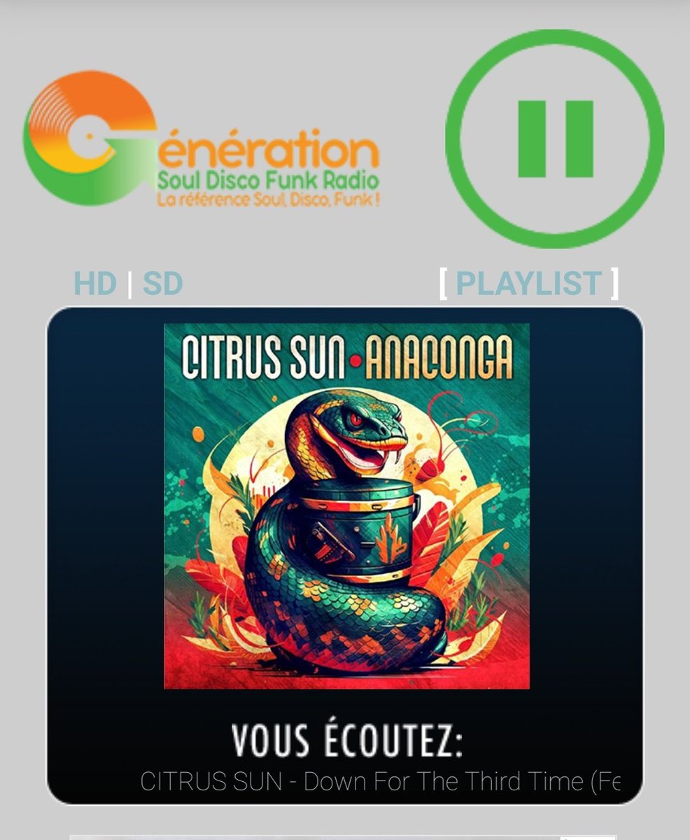 #NowPlaying  #NewMusicFirst 

'CITRUS SUN - Down For The Third Time (Featuring NATALIE DUNCAN)' sur GENERATION SOUL DISCO FUNK!

Écouter / Listen : chk.me/syvYT1g

cc @Incognito_world @natduncanmusic @domerecords