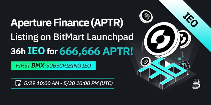 📢IEO đăng ký BMX đầu tiên của #BitMart cho Aperture Finance (APTR) @ApertureFinance. Thời gian tham gia hiện đã có hiệu lực! 🙌Không nắm giữ $BMX được 1 vé; nắm giữ 500 $BMX trở lên được 2 vé! ⌛️Thời gian tham gia sẽ kết thúc vào 05:00, 31/05/2024 (giờ VN)