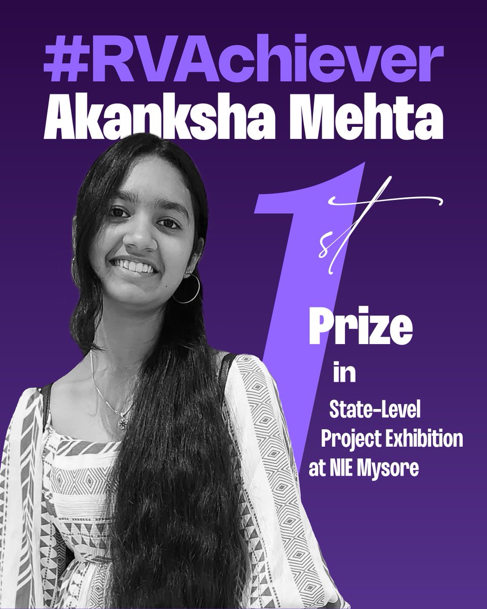 RVITM_Official's tweet photo. #RVITM is thrilled to announce that Akanksha Mehta has won First Prize at the State-Level Project Exhibition, Vaidyuthak at the National Institute of Education (NIE), Mysore. Congratulations, Akanksha!
#RVAchiever #Technology #RVEI #GoChangeTheWorld https://t.co/xyLYbQY7VM