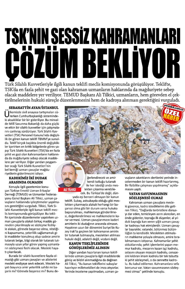 Kahraman #UzmanÇavuş ların mesleki kaderi Amirin ağzında olmamalı
Amirin bir tutanakla meslek hayatına karar verebileceği bir kanun vicdani değildir

yeniakit.com.tr/haber/tsknin-s…