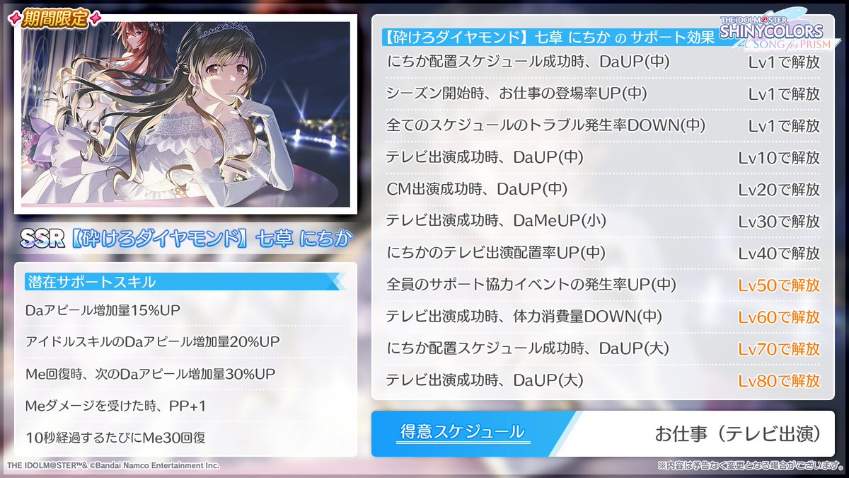 2767 (プロフィール参照)様 新期間限定Sキャラ登場！】 SSR【砕けろダイヤモンド】七草 にちか