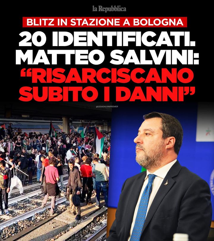 🔴 BLITZ IN STAZIONE A BOLOGNA, 20 IDENTIFICATI MATTEO SALVINI: 'RISARCISCANO SUBITO I DANNI''